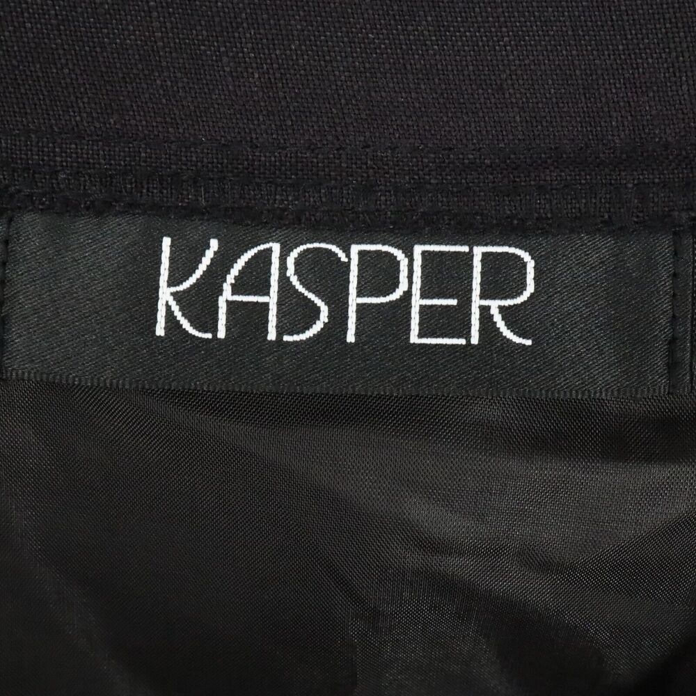 Kasper Dress Pants Womens 8 Black Linen Blend Wide Leg Lined Side Zipper Career - Picture 3 of 12